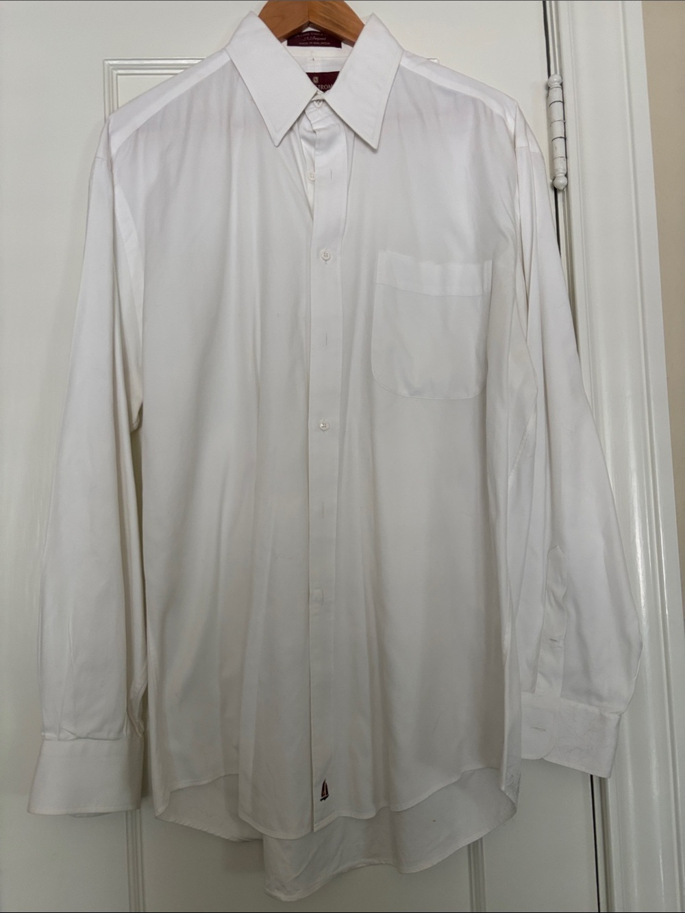Nordstrom White Men's Long-Sleeve Dress Shirt 100% Cotton